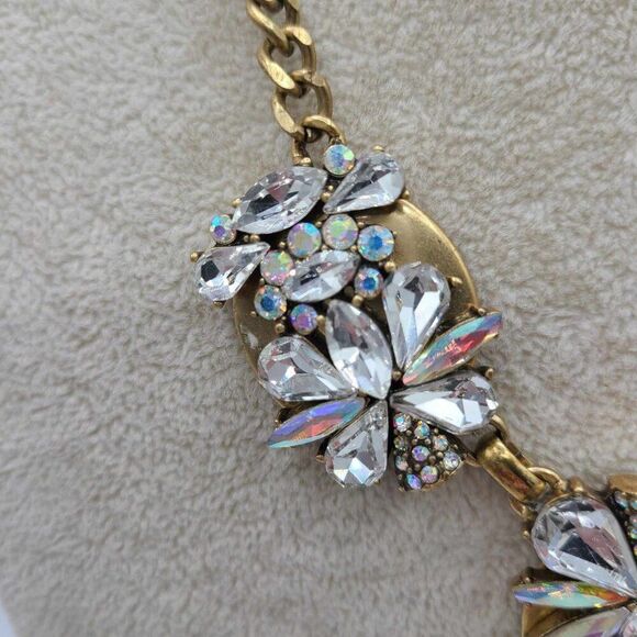 J Crew Clear Crystal Gold Tone Statement Necklace - Picture 6 of 8